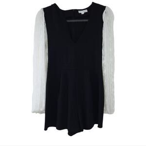 Coco + Jamieson Romper Cocktail Black with Lace Sleeves Large (FITS SMALLER)